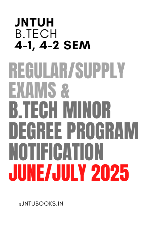 JNTUH B.Tech 4-1, 4-2 Sem Regular/Supply Exams & B.Tech Minor Degree Program Notification June/July 2025